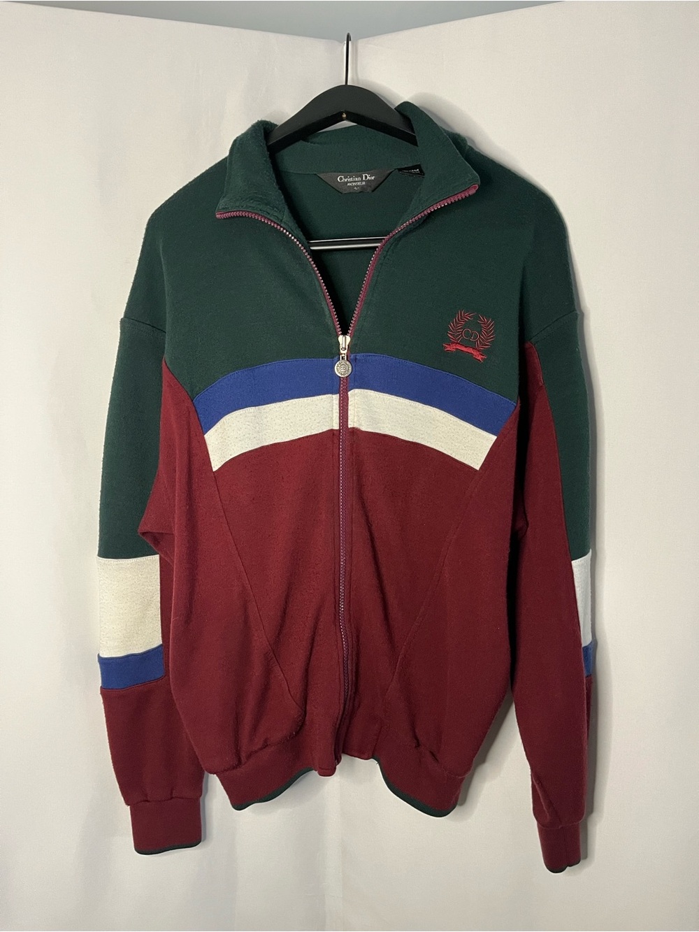 Dior Men's Zip-Up Colorblock Sweater size L
